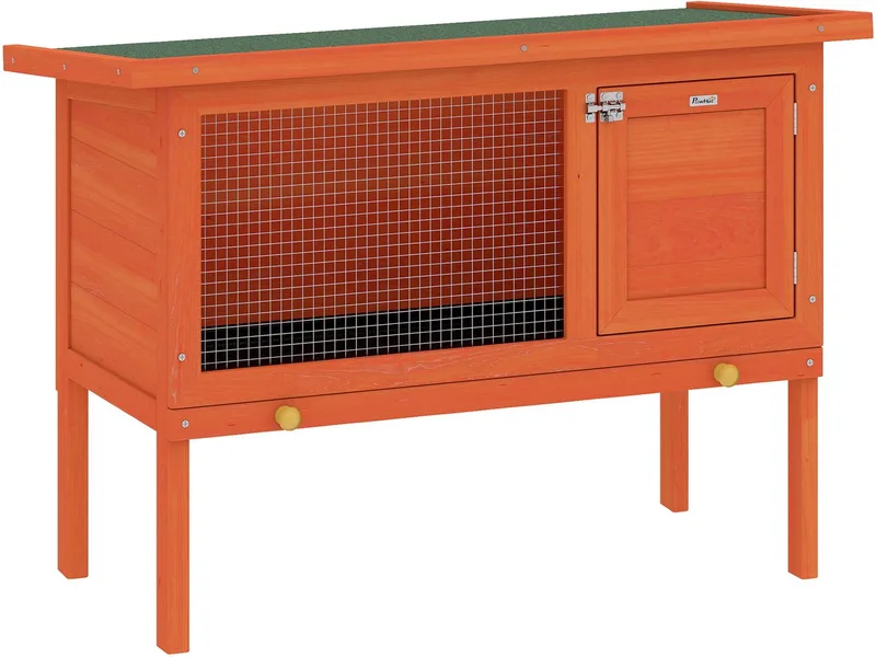 PawHut-Konijnenhok - grenenhout, metaal - 90 x 45 x 65 cm - Oranje von PawHut – Produktfoto