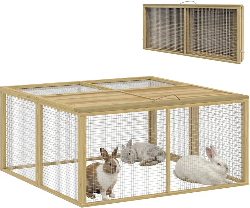 PawHut-Konijnenhok-Vurenhout-120 x 120 x 57 cm-Grijs by PawHut – product photo