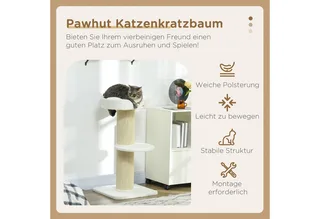 PawHut-Kratzbaum-Spanplatte, Lammwolle-45L x 45B x 91H cm-Cremeweiß von PawHut in Cremeweiß – Produktfoto 4 von 5