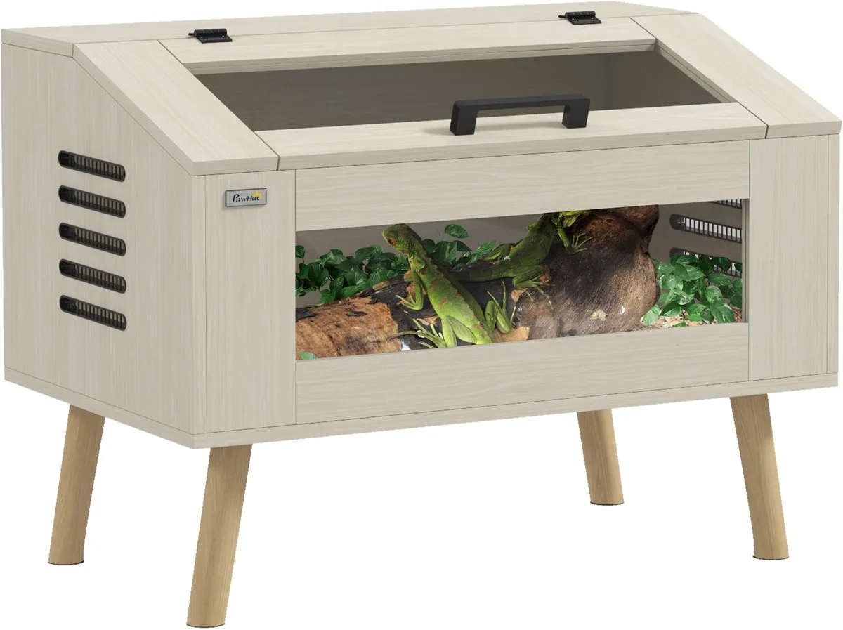 PawHut-Reptielenbox-Spaanplaat-80x50x60cm-Natuurlijk hout von PawHut in Natuurlijk hout – Produktfoto