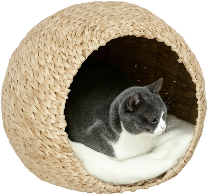 PawHut-Rotan Kattenhuis-Spinrok-45x41x37cm-Bruin de PawHut en Marron – photo produit