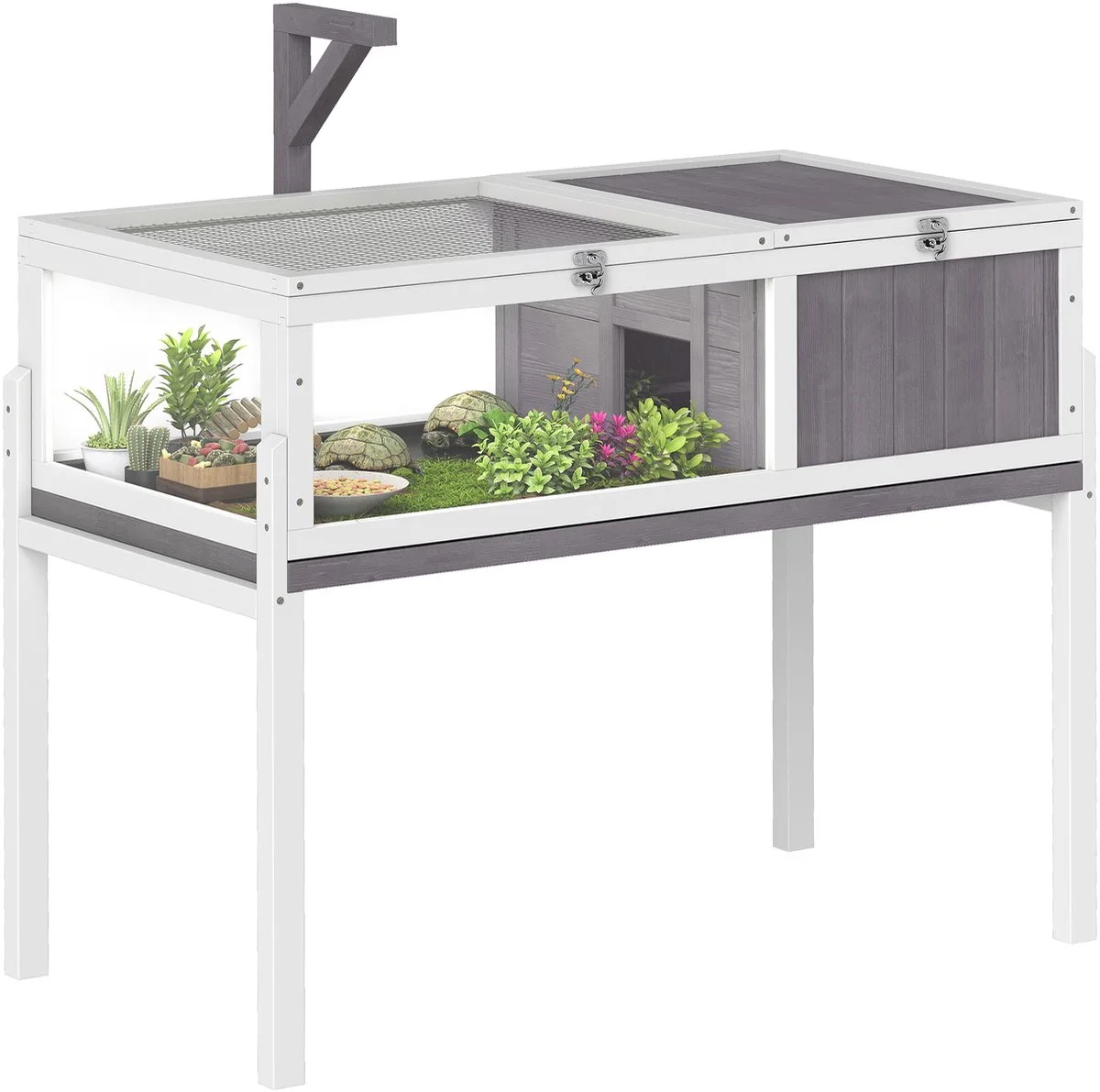 PawHut-Schildpaddenhuis-Vurenhout, PS-104x53x82cm-Grijs van PawHut – productfoto