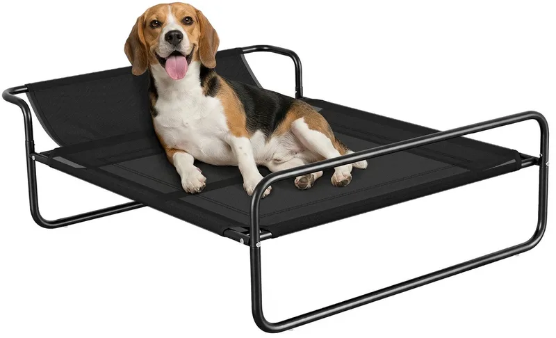 PawHut-Verhoogd Hondenbed-Textiel-106x81x33cm-Zwart by PawHut in Black – product photo