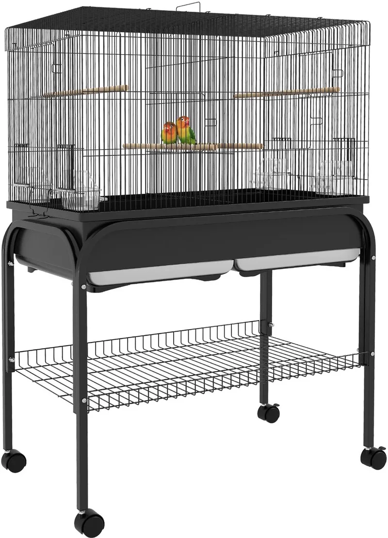 PawHut-Vogelkooi-85x49x119cm-Staal-Zwart von PawHut in Schwarz – Produktfoto