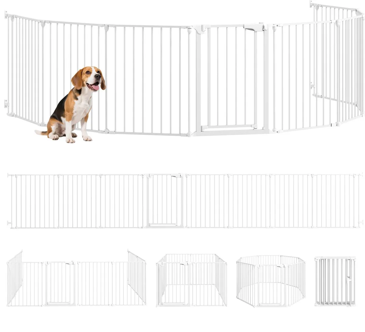 Puppyren 8 Panelen Opvouwbaar - Puppyren Binnen - Huisdierenren - Afscheiding van PawHut in Wit – productfoto