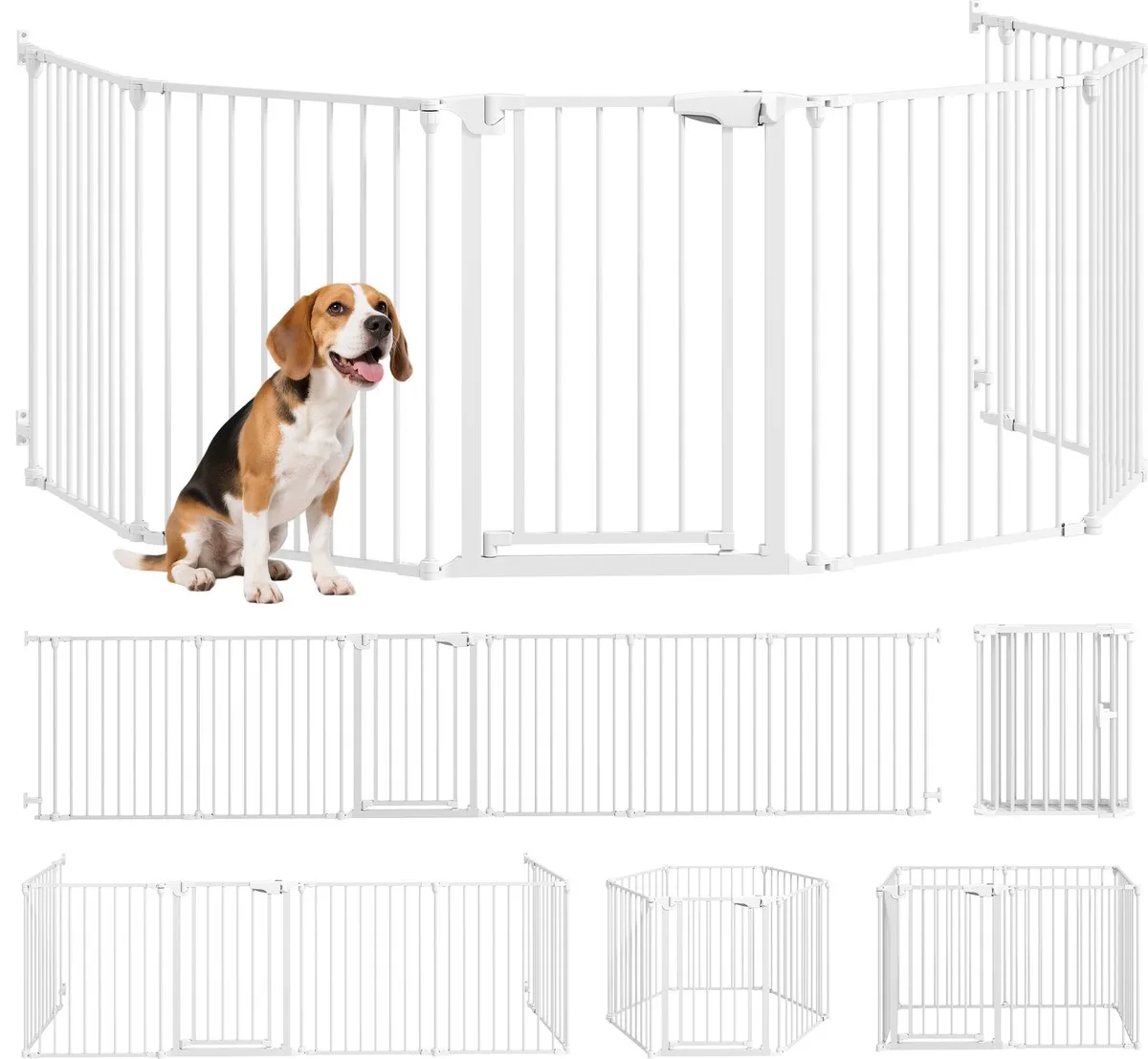 Puppyren met 6 Panelen en Deur - Puppyren - Huisdierenren - Afscheiding van PawHut in Wit – productfoto