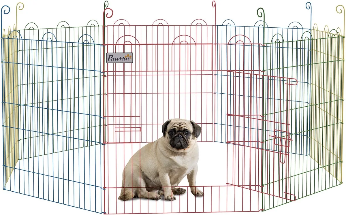 Puppyren met deur - 8 panelen - Flexibel configureerbaar - Dierenren - Konijnenren från PawHut i Flerfärgad – produktbild