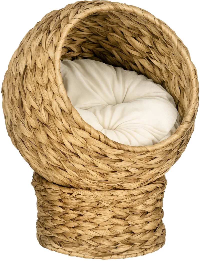 Rattan Kattenhuis - Banaan - 40x37x51cm von PawHut in Braun – Produktfoto