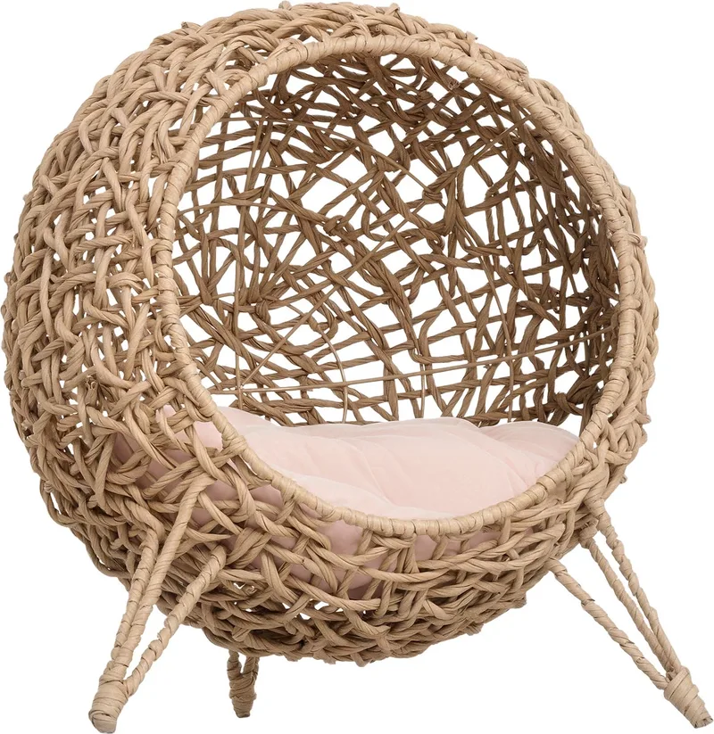 Rattan Kattenhuis - Geweven Hars - 52x52x58cm - Beige by PawHut – product photo