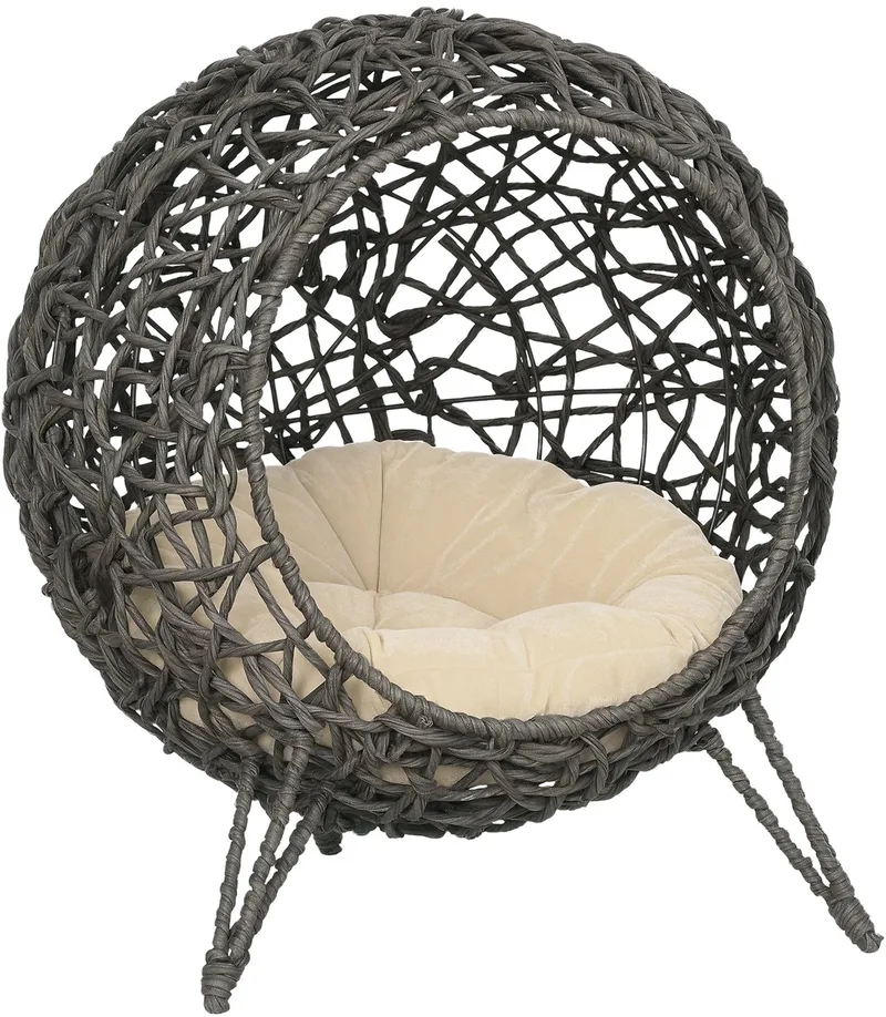 Rattan Kattenhuis - Geweven Hars - 52x52x58cm - Grijs by PawHut – product photo