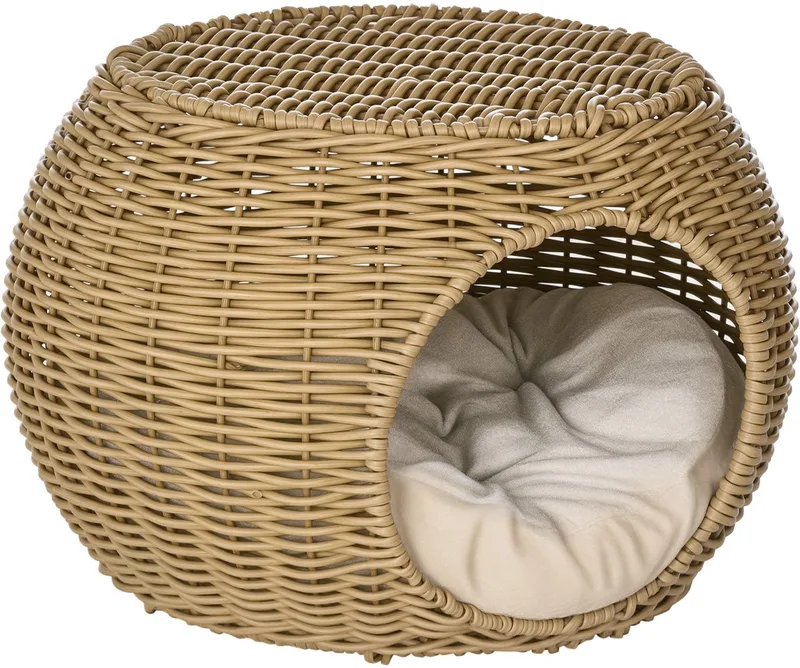 Rattan Kattenhuis - Imitatie rotan van kunststof - 40x40x30cm - Bruin von PawHut – Produktfoto