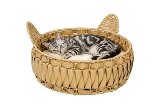Rattan kattenhuis-PE-rattan, metaal-50L x 50B x 25H cm-Lichtbruin fra PawHut i Lichtbruin – produktbillede 2 af 5