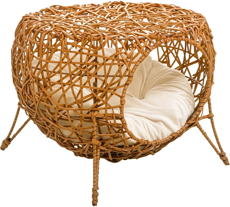 Rattan Kattenhuis - Rotan - 40x40x32cm - Bruin von PawHut in Beige – Produktfoto