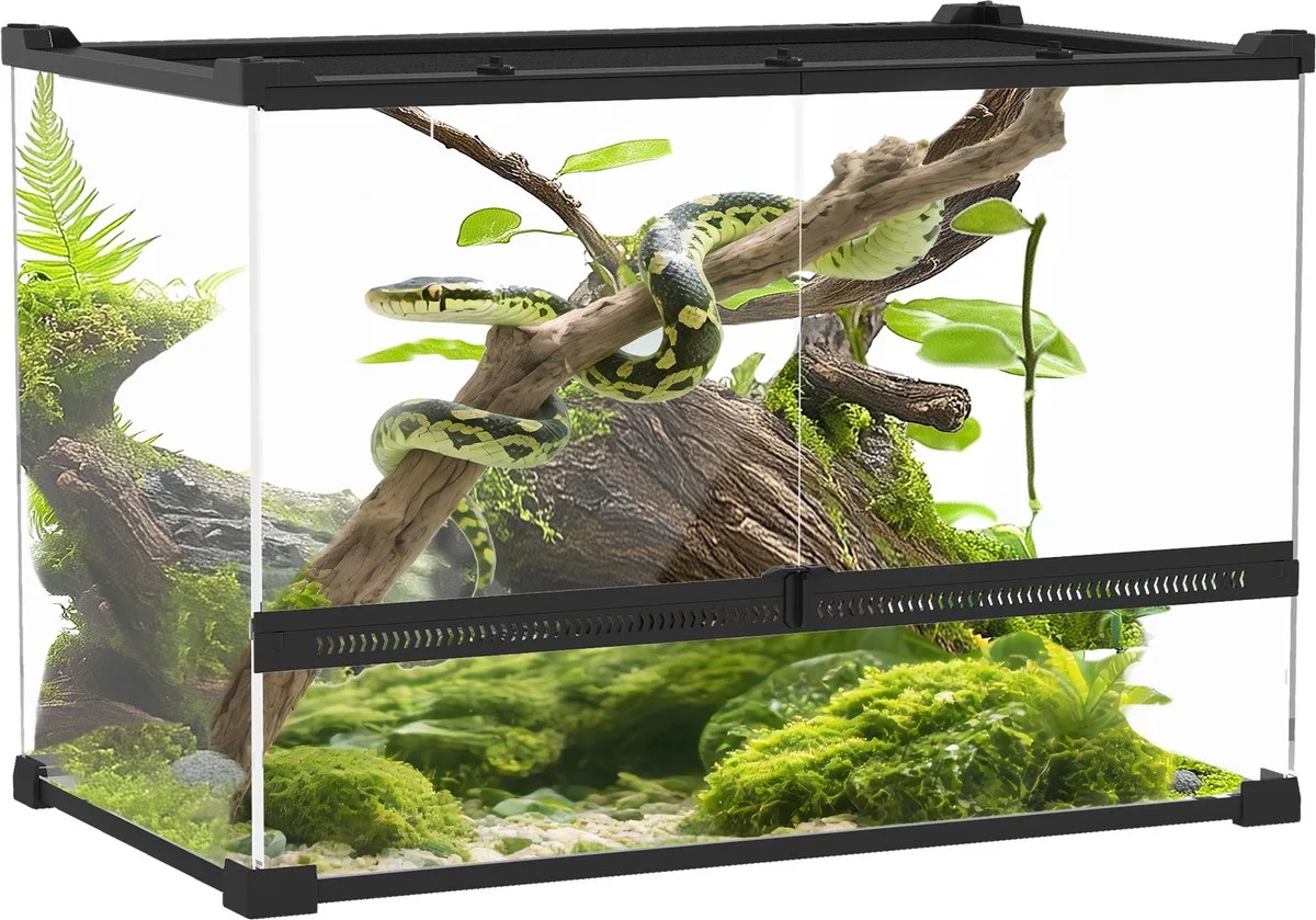 Reptielenbox Gehard glas, staal 50L x 30B x 35H cm från PawHut i Svart – produktbild