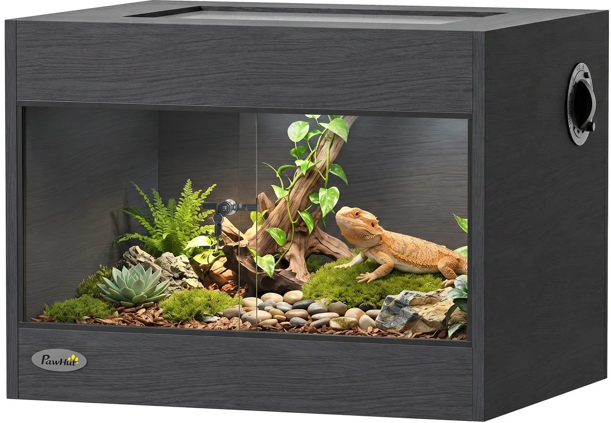 Reptielenbox - OSB, metaal - 60 x 45 x 45 cm von PawHut in Schwarz – Produktfoto