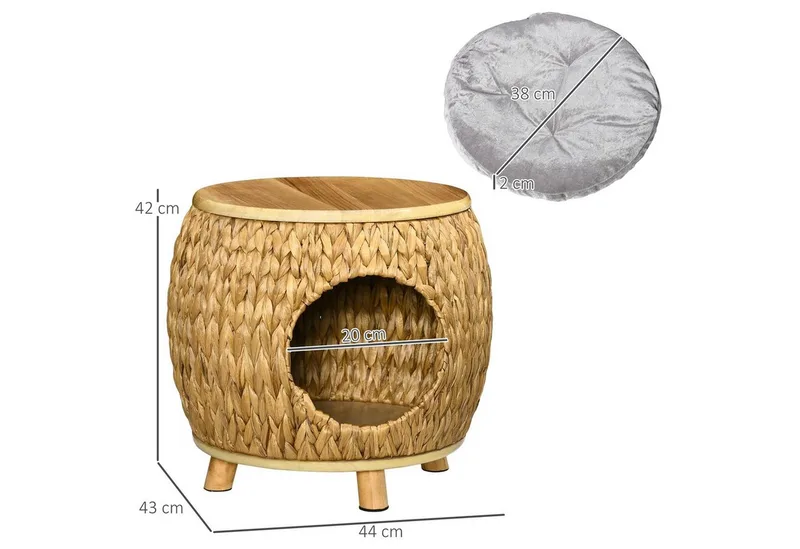 Tierhaus Katzenhöhle, waschbares Kissen von PawHut in Natur – Produktfoto 3 von 5