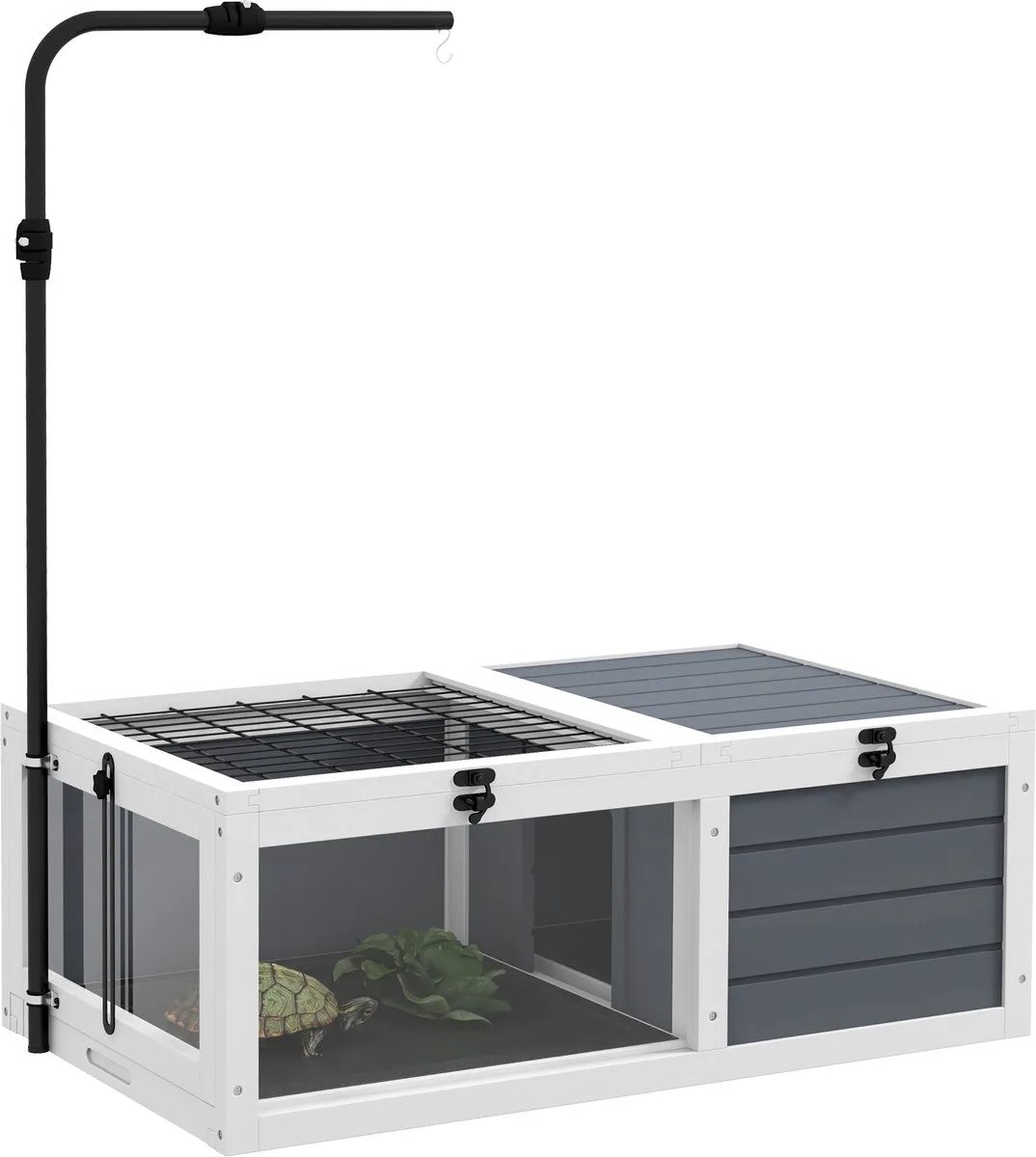Schildpaddenhuis - Vurenhout - 81x48x31,5cm von PawHut in Grau – Produktfoto