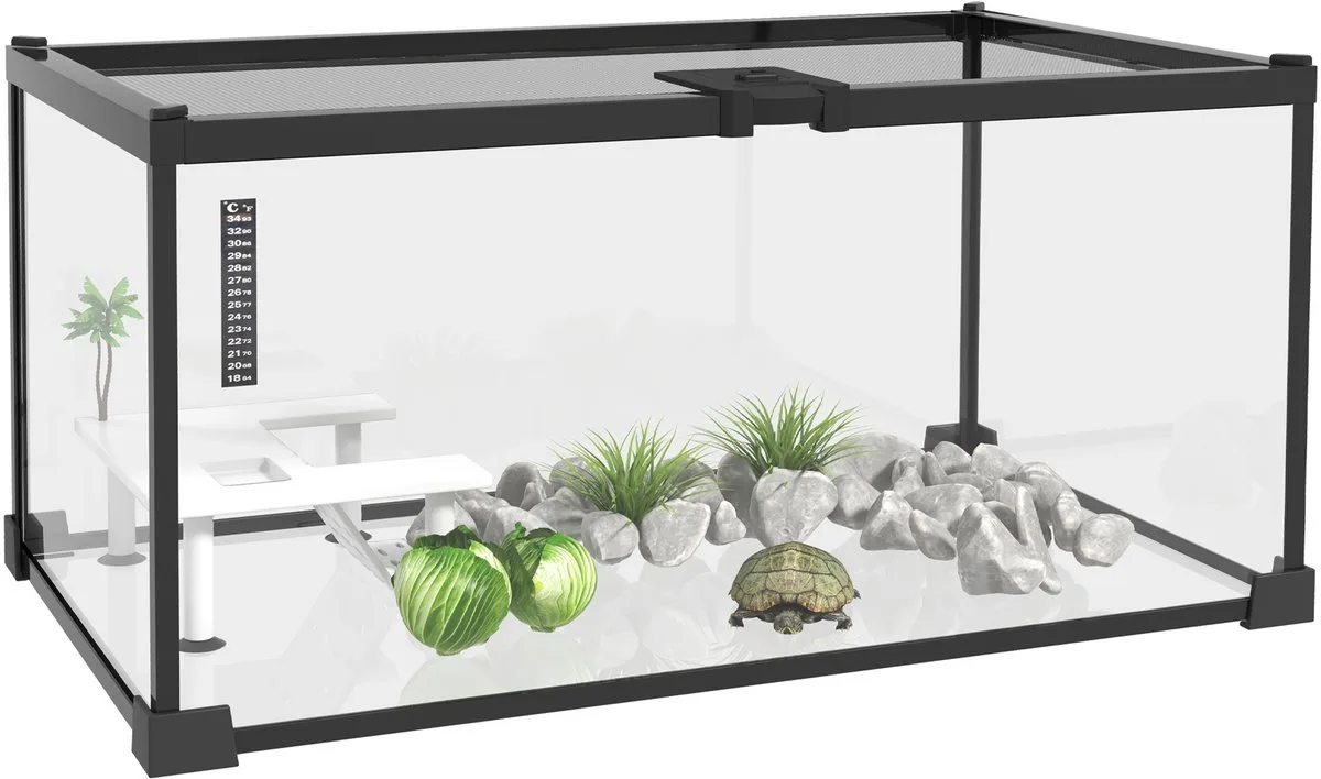 Schildpaddentank - Glas - 50x30x25cm von PawHut in Schwarz – Produktfoto