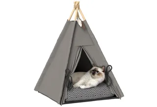 Tent - met kussen - antislip - voor katten en honden de PawHut en Gris, Noir, Blanc – photo produit 2 sur 5