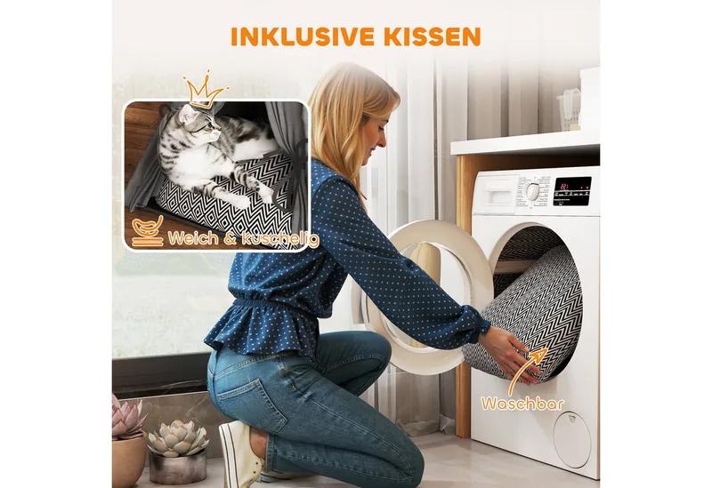 Tent - met kussen - antislip - voor katten en honden de PawHut en Gris, Noir, Blanc – photo produit 5 sur 5