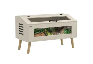 Terrarium für Reptilien, 140L Reptil Fütterungsbox mit gehärteten Glasfenstern, Deckel, Beine, Reptilienzuchtbox für Amphibien, Spinne, 100 x 50 x 60 cm by PawHut in Eiche – product photo 2 of 5