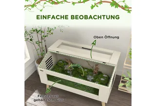 Terrarium für Reptilien, 140L Reptil Fütterungsbox mit gehärteten Glasfenstern, Deckel, Beine, Reptilienzuchtbox für Amphibien, Spinne, 100 x 50 x 60 cm by PawHut in Eiche – product photo 5 of 5