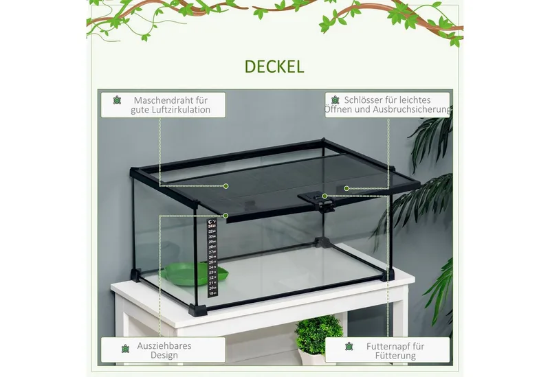 Terrarium mit abschließbarem Meshdeckel D40-015V01 fra PawHut i Sort – produktbillede 5 af 5