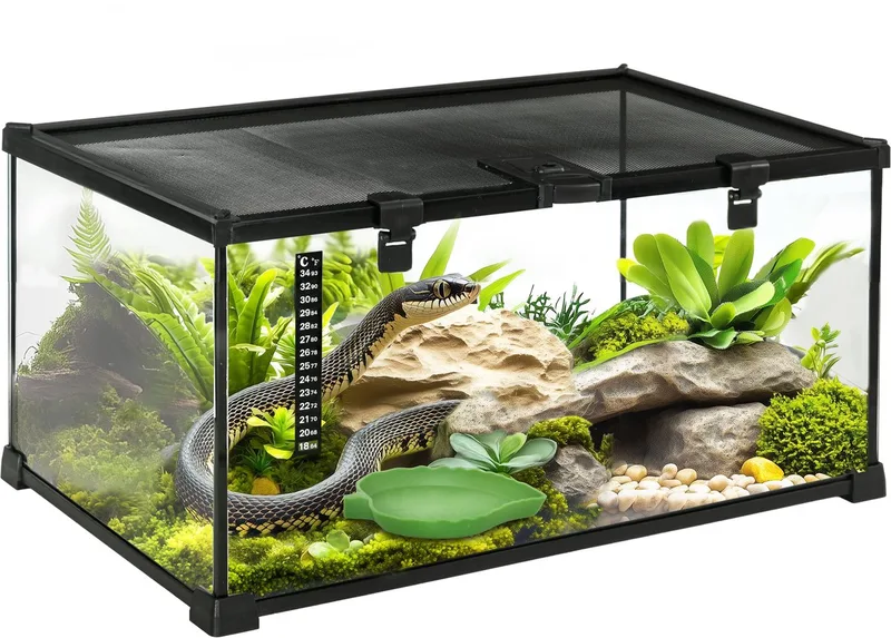 Terrarium mit abschließbarem Meshdeckel D40-015V01 fra PawHut i Sort – produktbillede 1 af 5