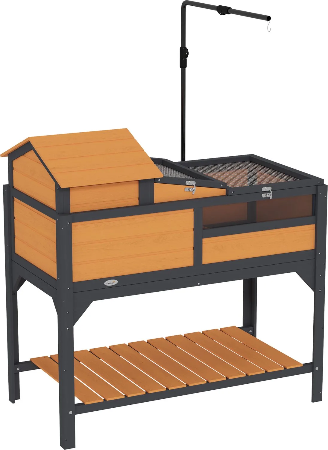Tortoise House-Tannenholz, galvanisiertes Stahl-102 x 56 x 104 cm-Gelb fra PawHut i Zwart en geel – produktbillede