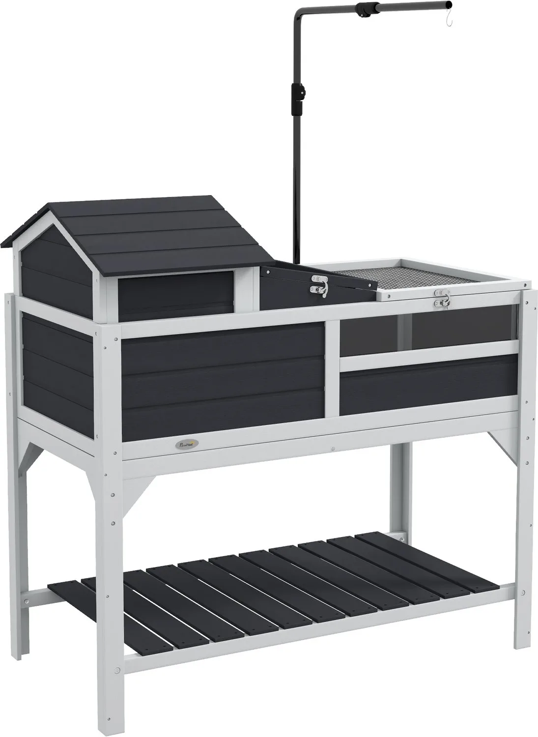 Tortoise House-Tannenholz, galvanisiertes Stahl-102 x 56 x 104 cm-Grau fra PawHut – produktbillede