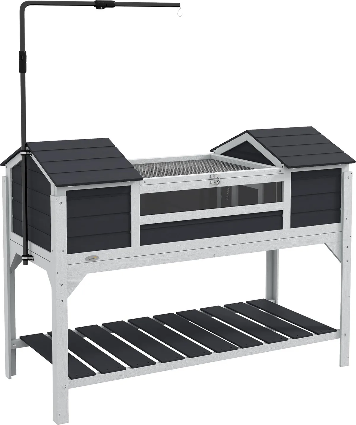 Tortoise House-Tannenholz, Stahl-122 x 56,5 x 93 cm-Grau fra PawHut – produktbillede