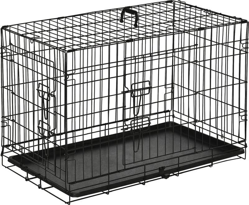 Transportkooi transportbox draadkooi hondenbox kooi metaal inklapbaar D00-022 de PawHut en Noir – photo produit