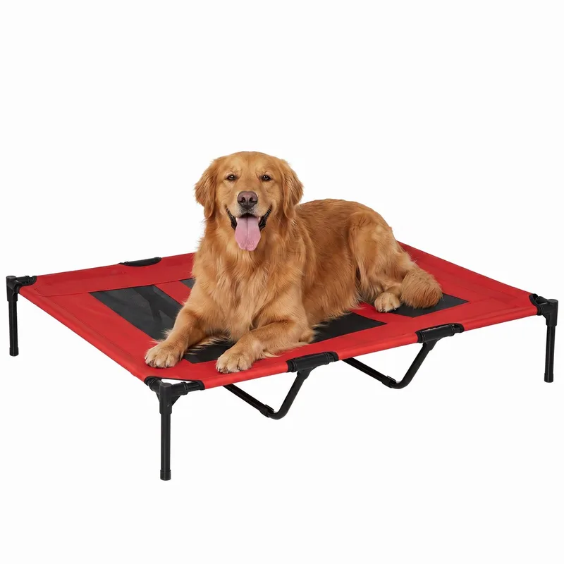 Verhoogd Hondenbed - Hout - 122x92x23cm - Rood de PawHut – photo produit