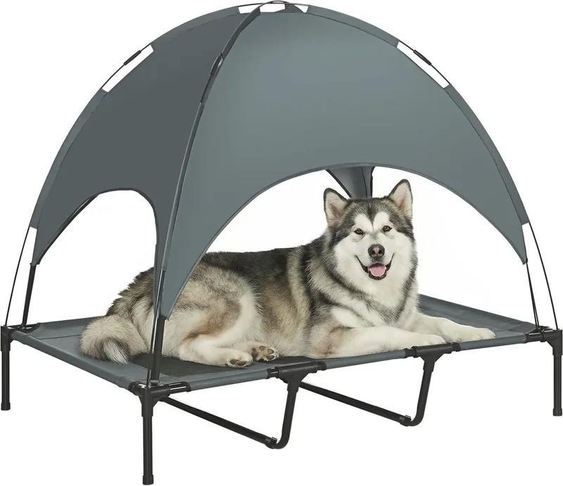 Verhoogd Hondenbed - Metaal - 122x92x108cm - Grijs fra PawHut – produktbillede