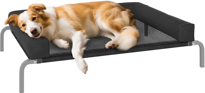 Verhoogd Hondenbed - Oxford Canvas - 110x75x30cm de PawHut en Noir – photo produit