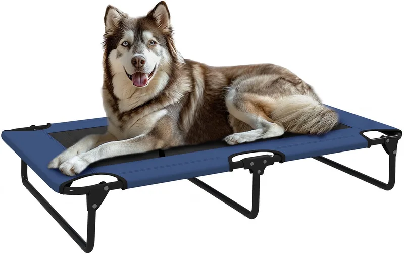 Verhoogd Hondenbed - Oxford Stof, Staal - 107x61x20cm von PawHut in Blau – Produktfoto