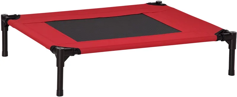 Verhoogd Hondenbed - Oxfordstof - 76x61x18cm - Rood de PawHut en Noir – photo produit