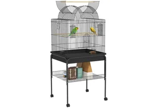 vogelkooi - met lade - voederbak en plank - zwart von PawHut in Schwarz – Produktfoto 2 von 5
