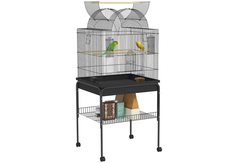 vogelkooi - met lade - voederbak en plank - zwart von PawHut in Schwarz – Produktfoto 2 von 5