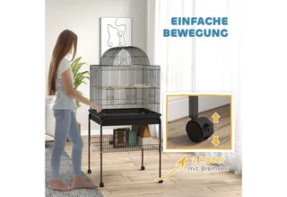 vogelkooi - met lade - voederbak en plank - zwart von PawHut in Schwarz – Produktfoto 5 von 5