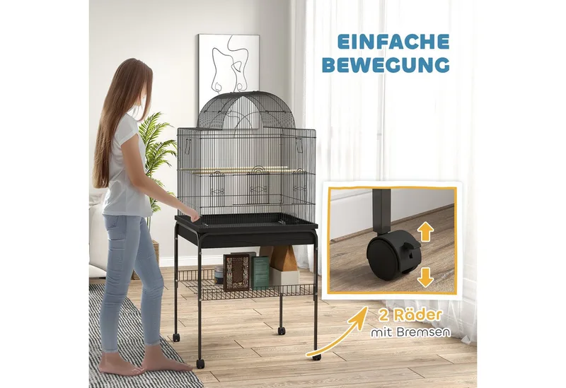 vogelkooi - met lade - voederbak en plank - zwart von PawHut in Schwarz – Produktfoto 5 von 5