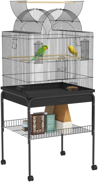 vogelkooi - met lade - voederbak en plank - zwart von PawHut in Schwarz – Produktfoto 1 von 5