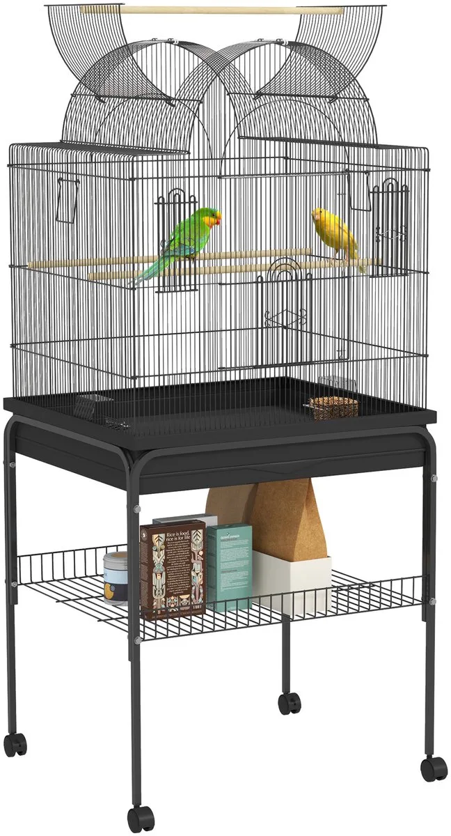 vogelkooi - met lade - voederbak en plank - zwart von PawHut in Schwarz – Produktfoto 1 von 5