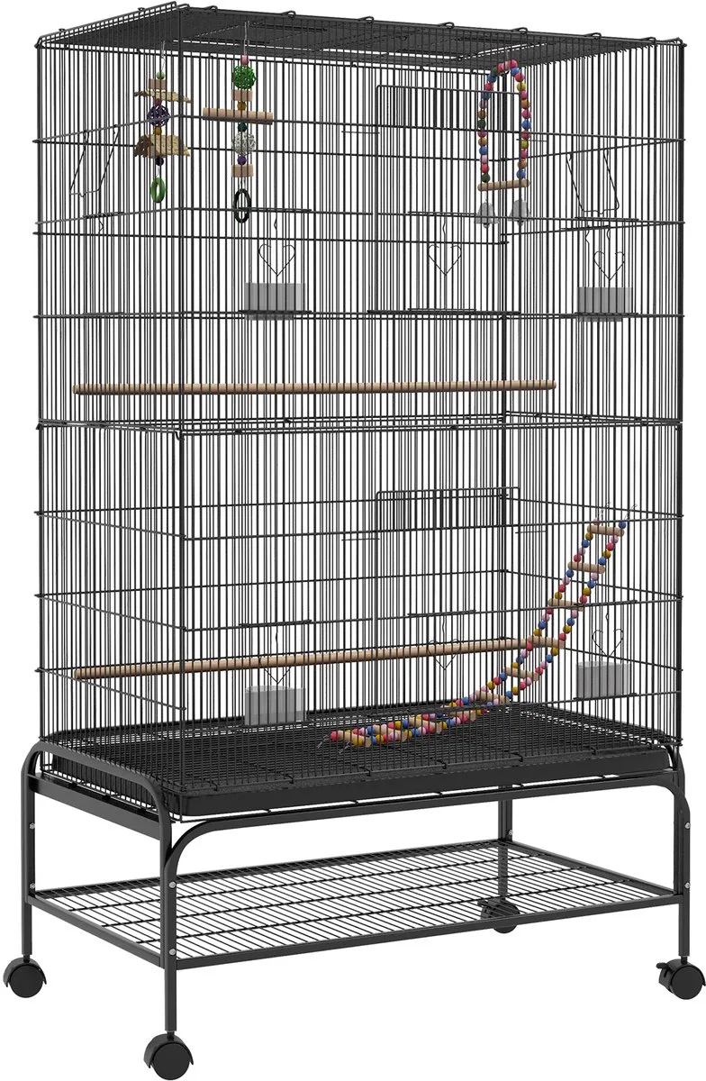 Vogelkooi - met Speelgoed - Zitstokken von PawHut in Schwarz – Produktfoto
