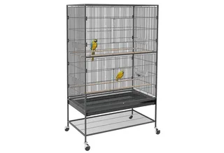 vogelkooi - met zitstokken lade - legplank - wieltjes by PawHut in Grey – product photo 2 of 5