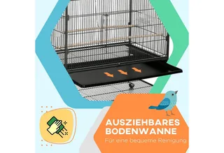 vogelkooi - met zitstokken lade - legplank - wieltjes by PawHut in Grey – product photo 5 of 5