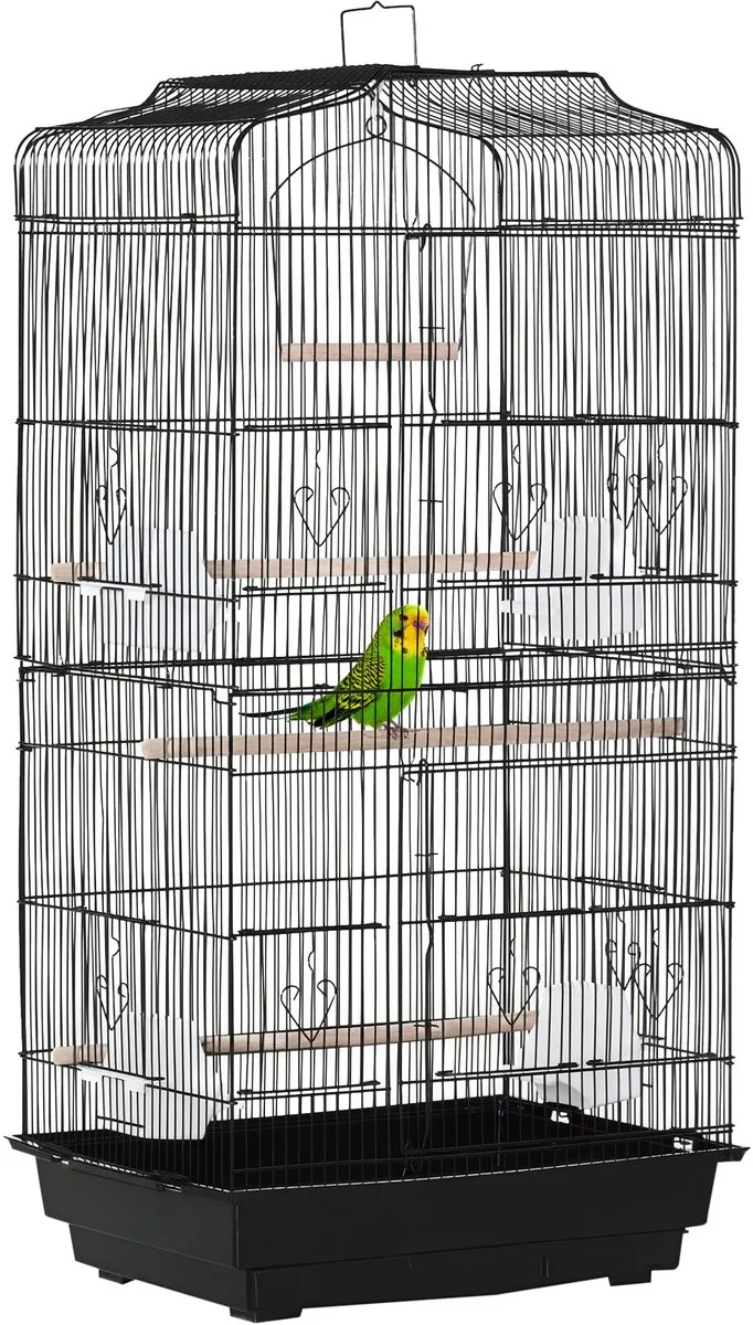 Vogelkooi - Metaal - 46,5x35,5x92cm van PawHut in Zwart – productfoto