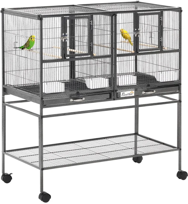 Vogelkooi - Metaal - 95x45,5x102cm - Zwart von PawHut in Grau – Produktfoto