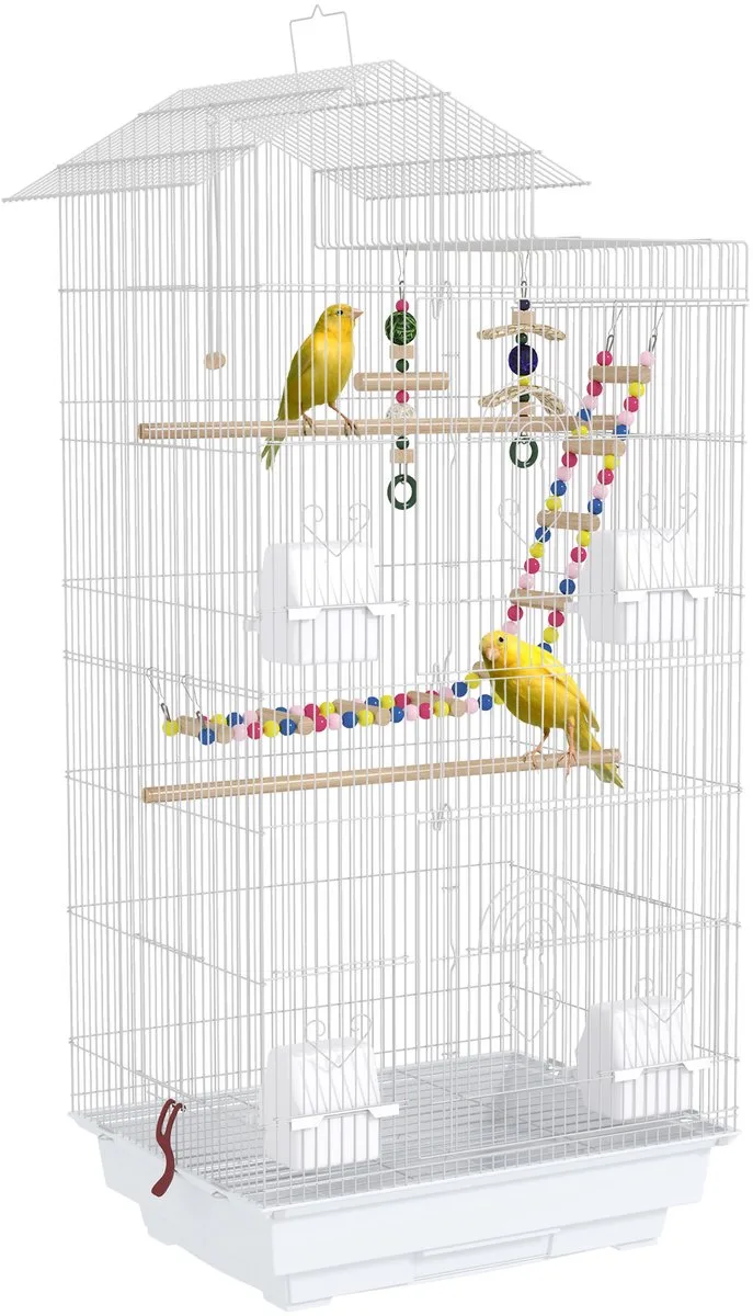 Vogelkooi - Staaldraad - 46x36x100cm de PawHut en Blanc – photo produit