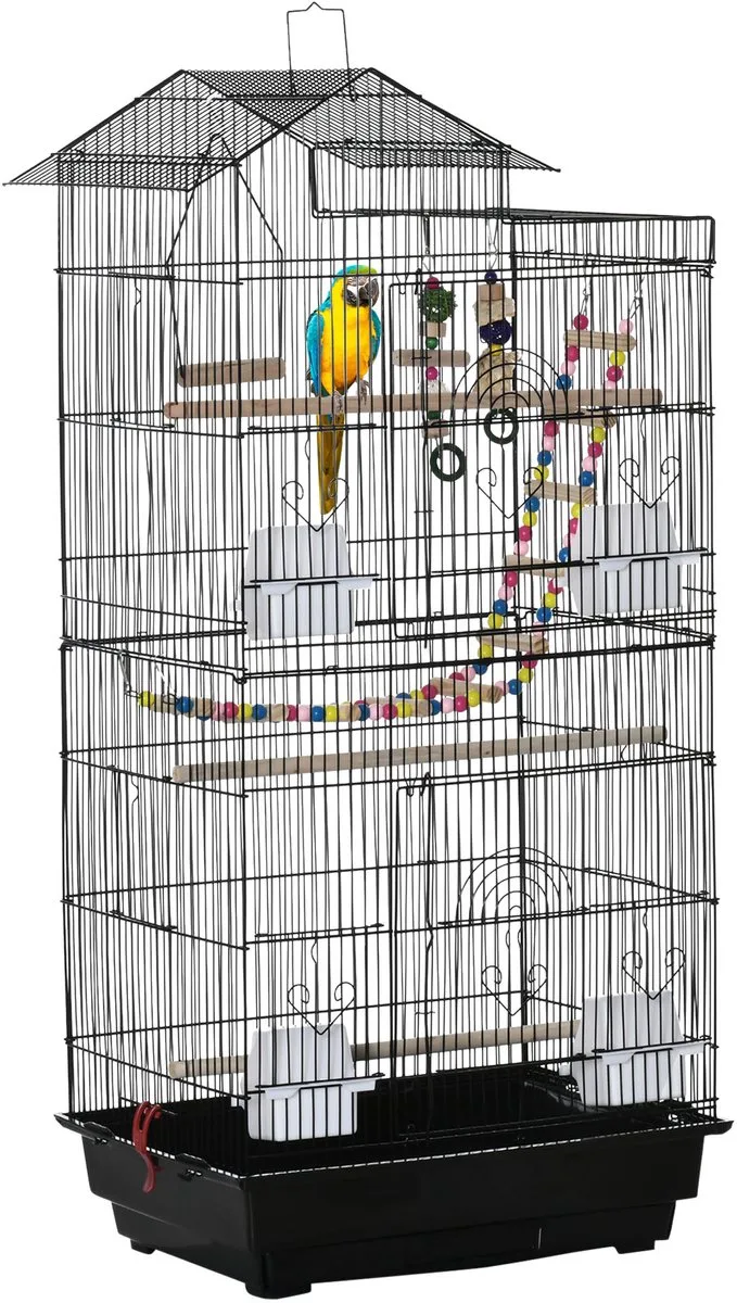 Vogelkooi - Staaldraad - 46x36x100cm de PawHut en Noir – photo produit